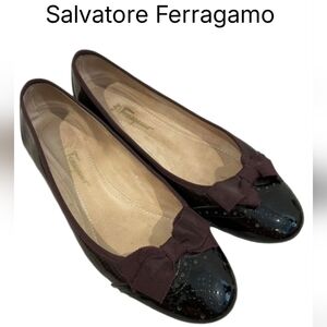 Salvatore Ferragamo Brown Leather Flats Sz 8.5